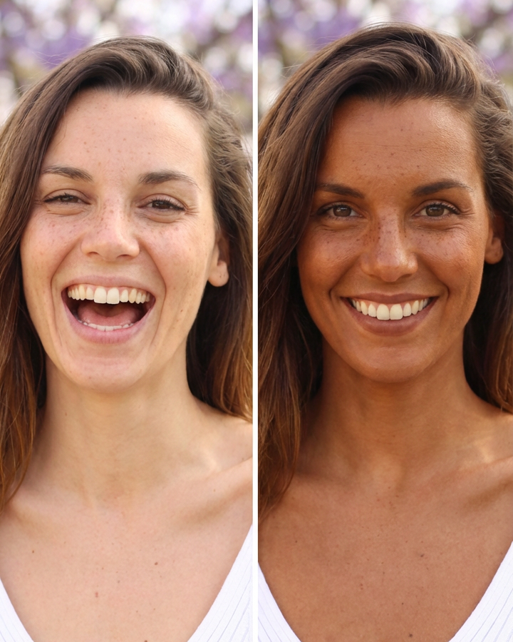 Close-up of natural-looking dark glow on face with Espresso Burn