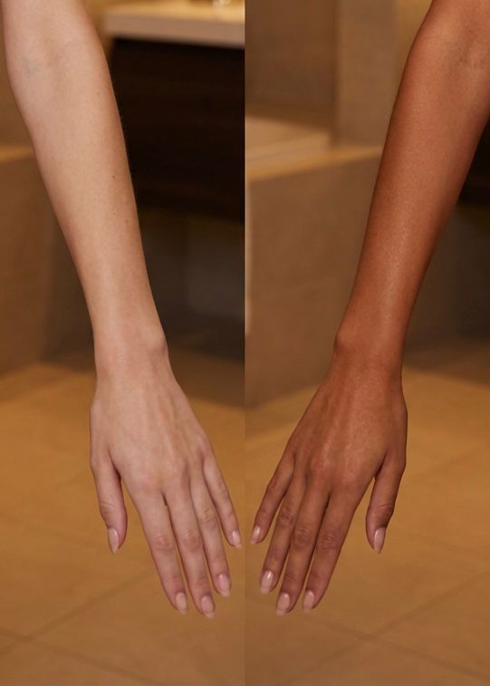 Even, streak-free Mocha Melt application on skin