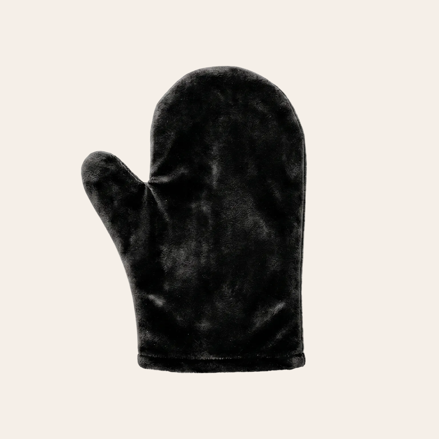 Brownies Velvet Application Mitt, premium black velvet self-tan applicator on white background