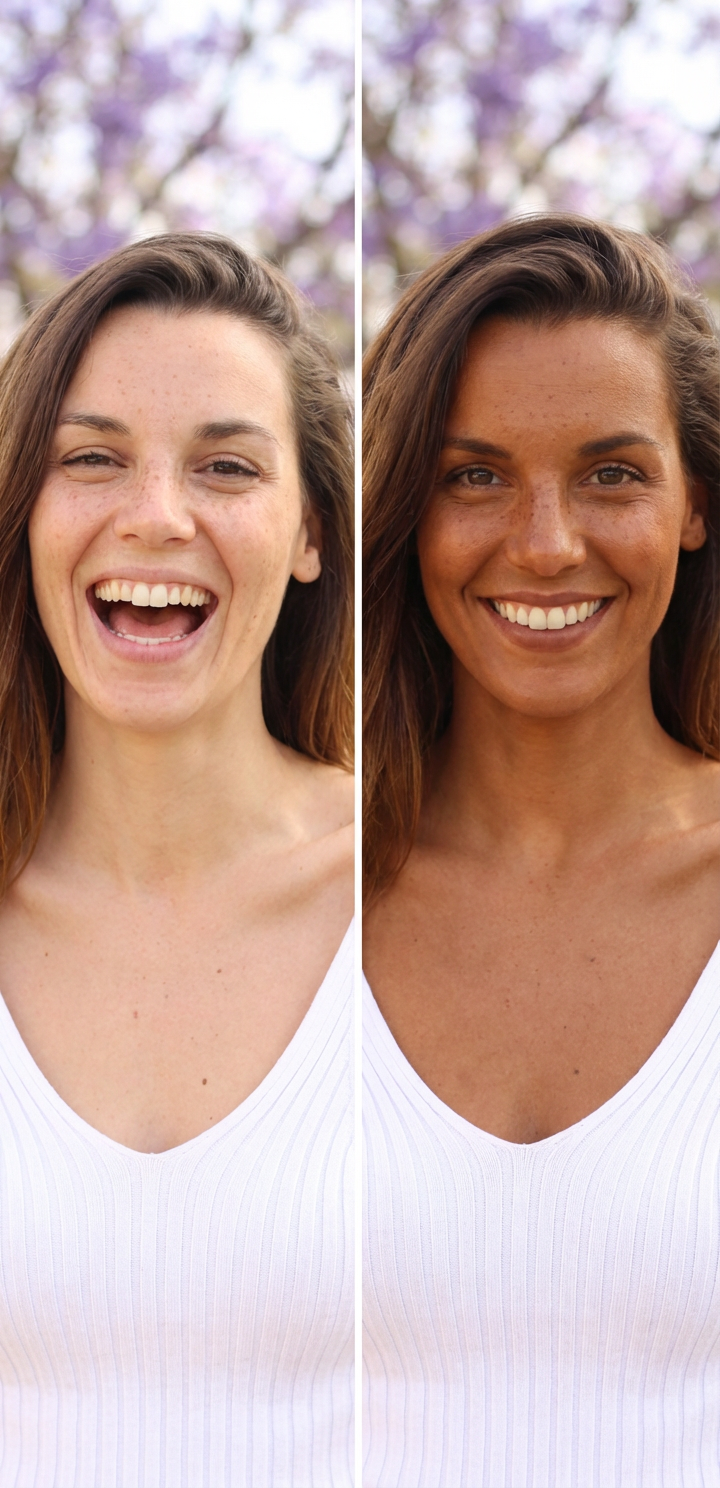 Close-up of natural-looking dark glow on face with Espresso Burn
