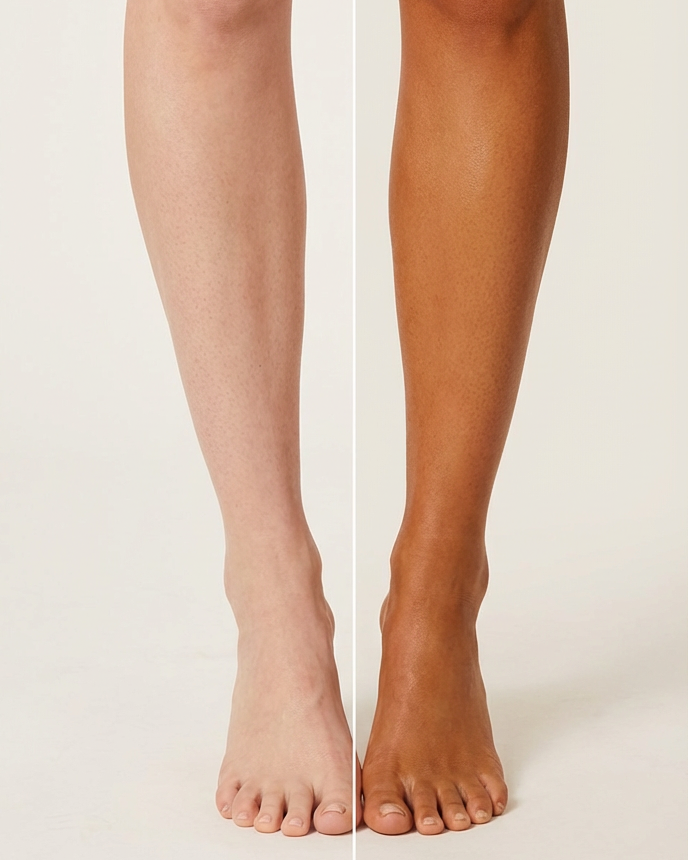 Deep dark olive bronze on legs using Black Forest Cake violet mousse