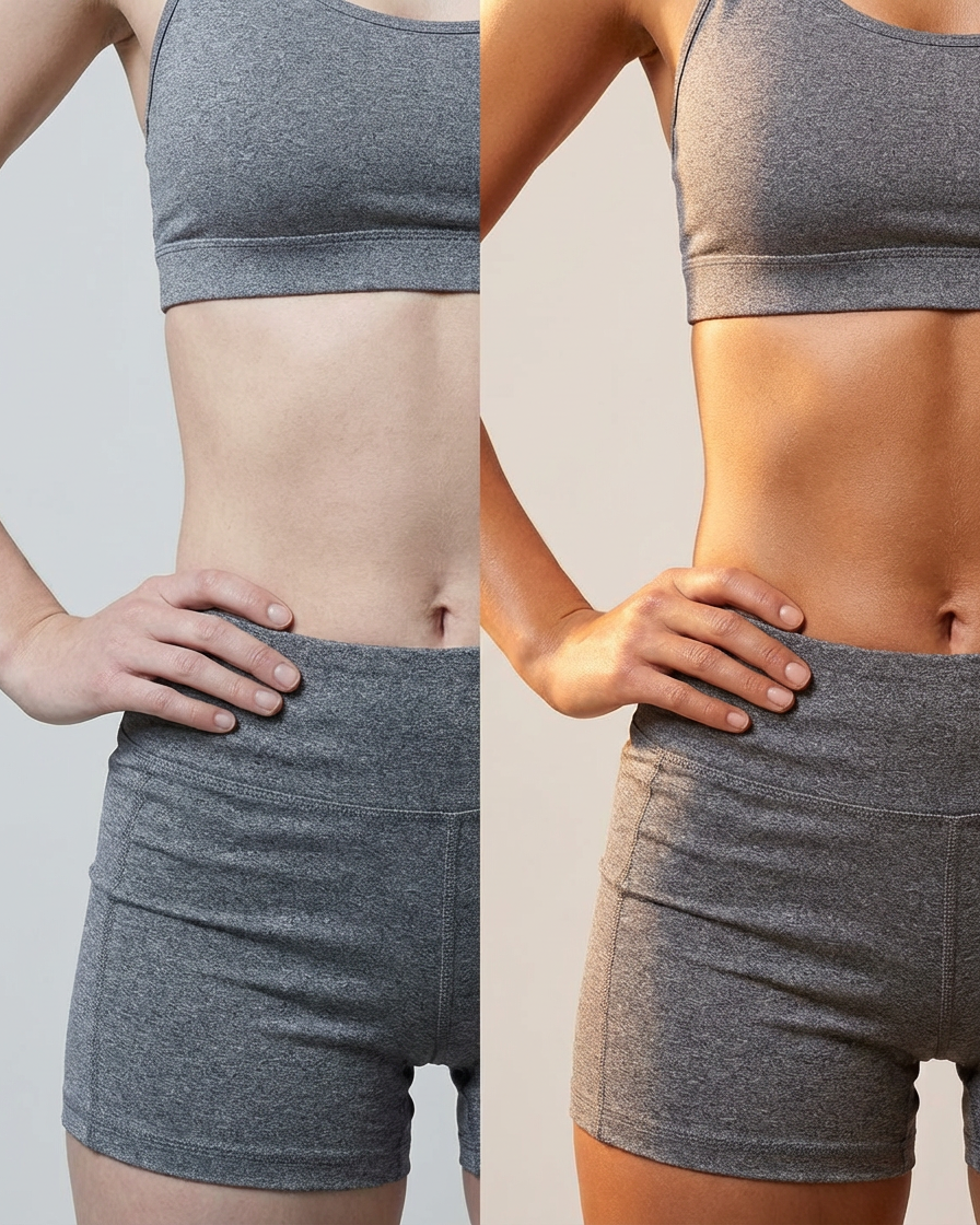 Even torso coverage with Coconut Fudge, no streaks or patches